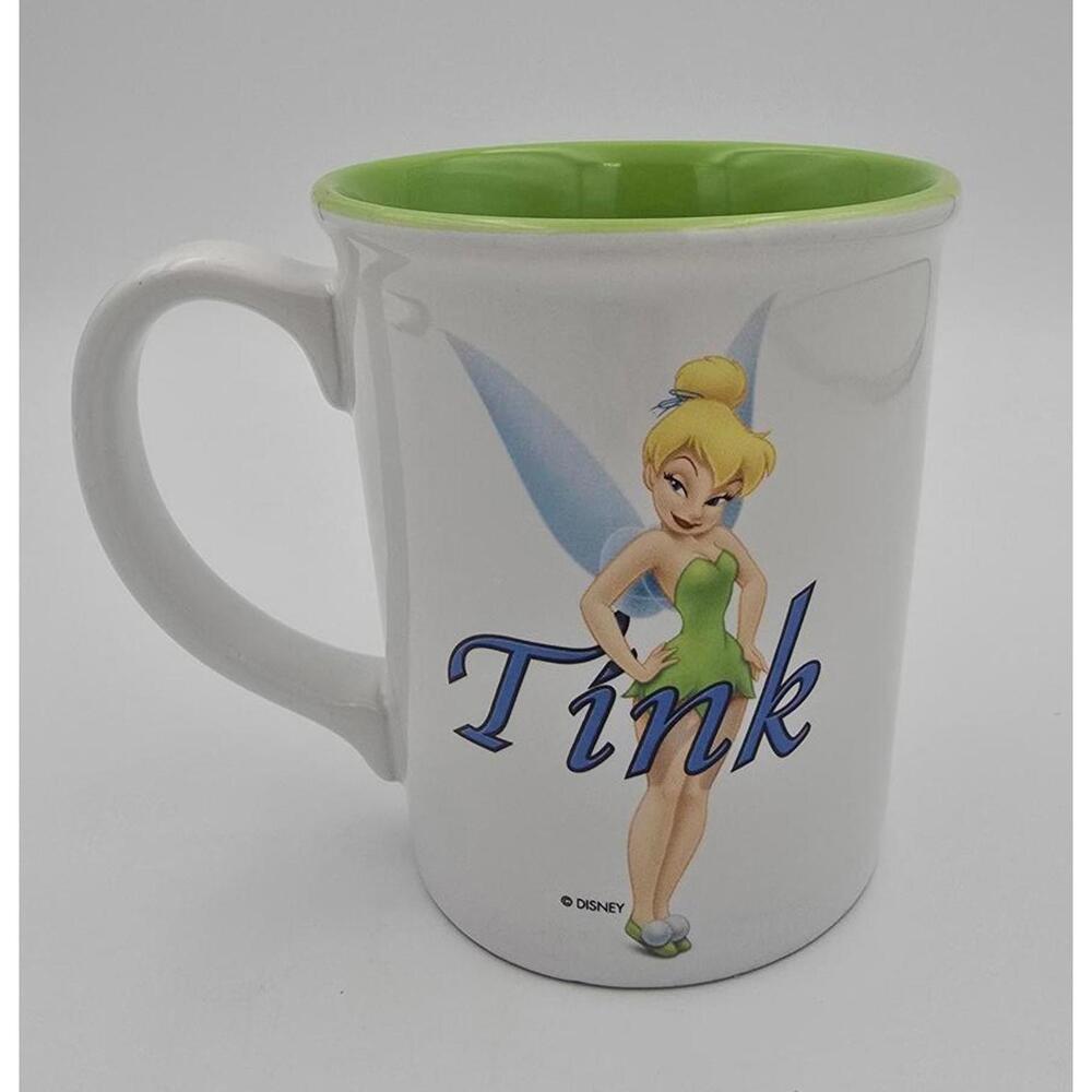 Disney Store White Tinkerbell "Tink" Mug w/ Green Interior